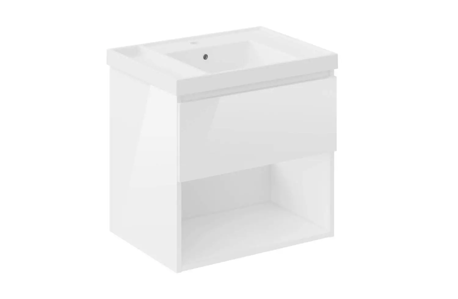 Mueble B-Best de 60 cm blanco brillo con 1 cajón y lavabo Teckstone Bath+ en Minspira