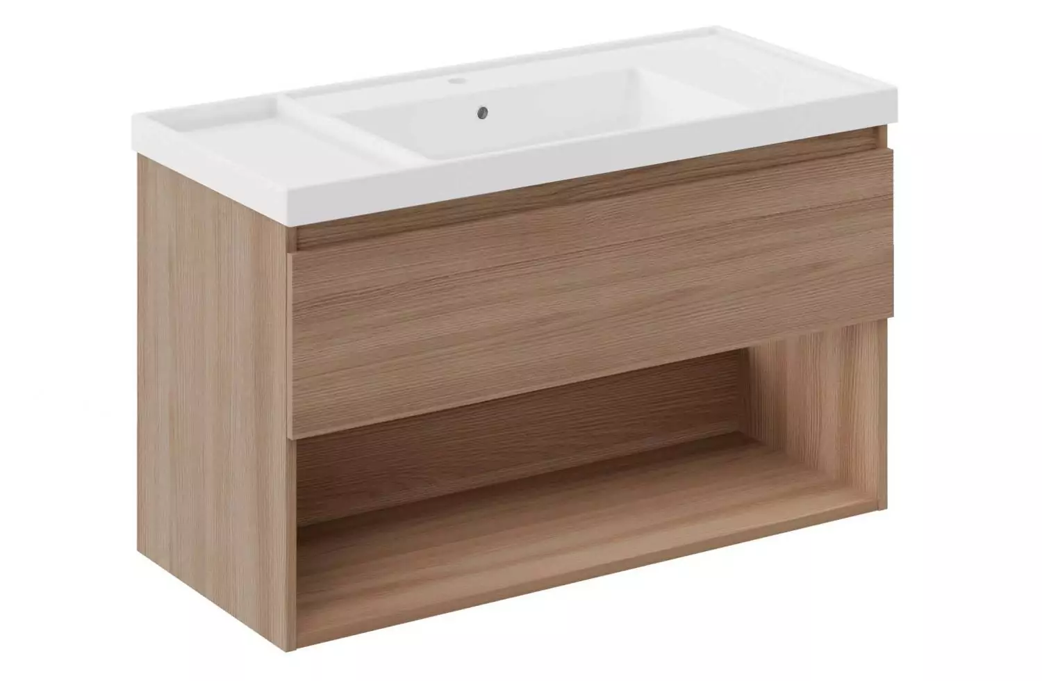 Mueble B-Best de 100 cm nogal natural con 1 cajón y lavabo Teckstone Bath+ en Minspira