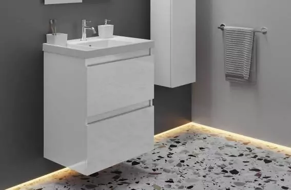 VBChome Mueble bajo para lavabo de 50 cm, lavabo con 2 cajones, mueble de  baño, color blanco brillante : : Hogar y cocina