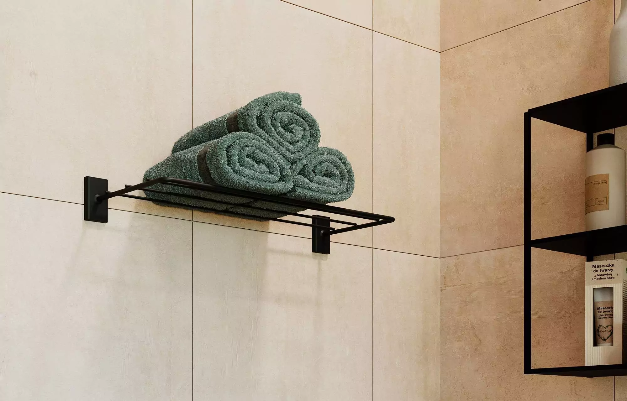 Toallero para baño montado en la pared, toallero con estante de madera -  VIRTUAL MUEBLES